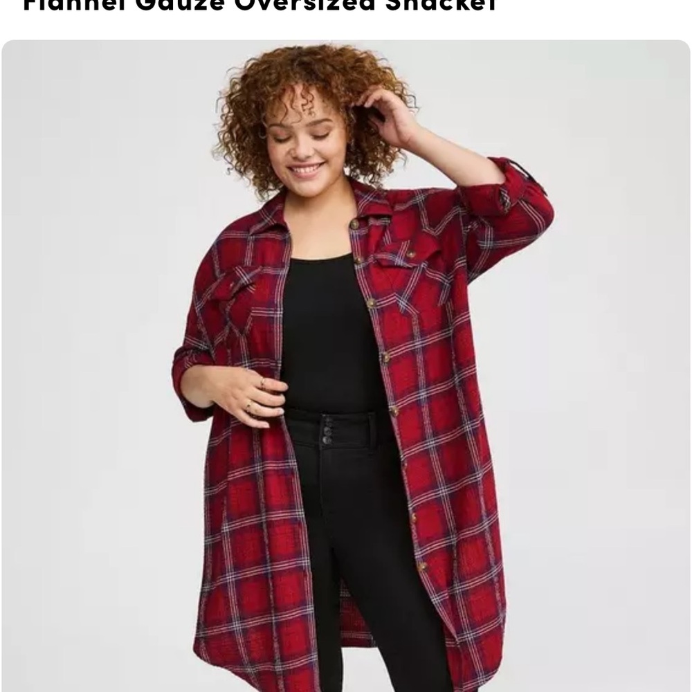 Torrid Red Plaid Oversized shacket size 4